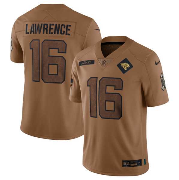 Mens Jacksonville Jaguars #16 Trevor Lawrence 2023 Brown Salute To Service Vapor Untouchable Limited Football Stitched Jersey Dyin->jacksonville jaguars->NFL Jersey